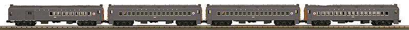 MP54 1 Powered/3 Unpowered Set - 3-Rail w/Proto-Sound 3.0 - RailKing(R) -- Long Island Rail Road #4137, 4140, 4135, Combine 4377 (gray, orange)
