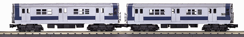R-17 Subway Unpowered 2-Car Add-On Set - 3-Rail w/Proto-Sound 3.0 - RailKing(R -- NY Metropolitan Transportation Authority #6780, 6754 (silver, blue)