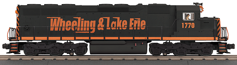 EMD SD45 w/Proto-Sound 3.0 - Scale 3-Rail - RailKing(R) -- Wheeling & Lake Erie #1784 (black, orange, Speed Lettering)