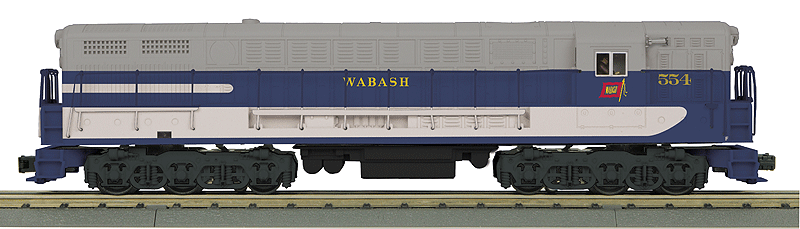 Scale Fairbanks-Morse H24-66 Trainmaster - 3-Rail w/Proto-Sound 3.0 - RailKing -- Wabash #554 (blue, gray, white)