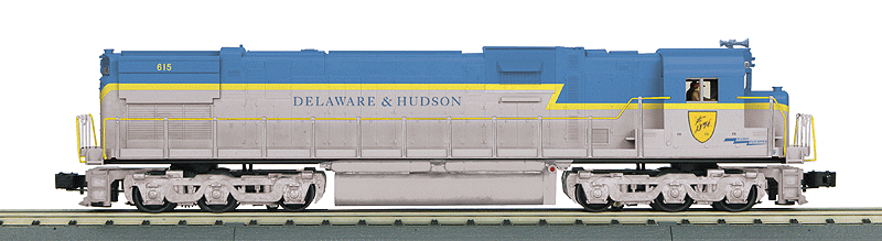 Scale Alco C628 - 3-Rail w/Proto-Sound 3.0 - RailKing(R) -- Delaware & Hudson #615 (Lightning Stripe, gray, blue, yellow)