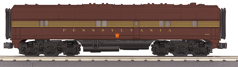 EMD E6B - 3-Rail - Unpowered - RailKing(R) -- Pennsylvania Railroad #5864 (5-Stripe, Tuscan, yellow)