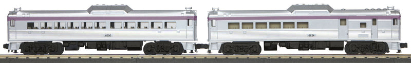 Budd RDC Railcar 2-Car Set - 3-Rail w/Proto-Sound 3.0 - RailKing(R) -- Massachusetts Bay Transportation Authority (silver, purple)