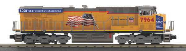 GE ES44AC - 3-Rail w/Proto-Sound 3.0 - RailKing(R) Imperial(TM) -- Union Pacific #7964 (Armour Yellow, gray, red, 5000th Evolution Loco Banner