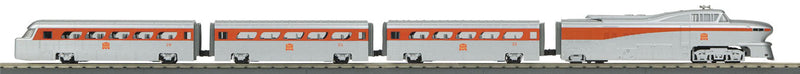 GM Aerotrain Train-Only Set - 3-Rail w/Proto-Sound 3.0 - RailKing(R) Scale -- Rock Island (silver, red)