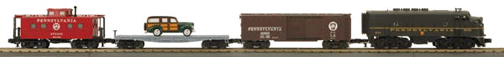 Diesel Freight RTR Trainset w/Horn & Bell -- F-3 w/3 Cars Pennsylvania RealTrax Oval Z-500 Pack