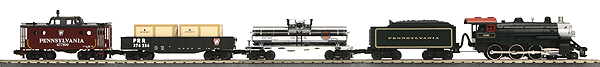 Steam Freight Set w/Proto-Sound 3.0 -- RailKing RealTrax 31 x 51" Z-500 Power Pack PRR 4-6-0 & 3 Cars-1