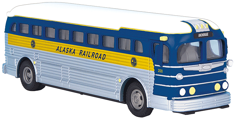 Die Cast Bus - Assembled -- Alaska Railroad