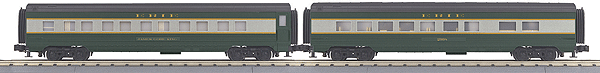 RailKing 60' Streamlined Sleeper & Diner Set (ABS Plastic) -- Erie