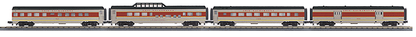 RailKing(R) ABS Streamlined 60' 4-Car Set - 3-Rail - Ready to Run -- Baggage, Coach, Dome & Observation Erie Lackawanna (maroon, gray)