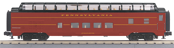 RailKing(R) ABS Streamlined 60' Full-Length Vista Dome - 3-Rail - Ready to Run -- Pennsylvania Railroad (Tuscan, black)