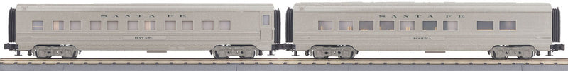 60' Streamlined ABS Sleeper/Diner Set - 3-Rail - RailKing -- Santa Fe (silver)