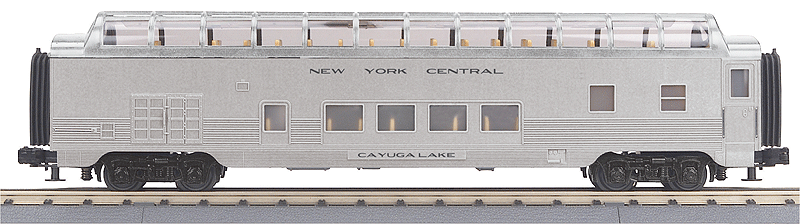 60' ABS Fluted-Side Full-Length Vista Dome - 3-Rail - Ready to Run - RailKing( -- New York Central Lincoln Heights (silver)