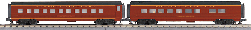 60' ABS Fluted-Side Sleeper/Diner Set - 3-Rail - Ready to Run - RailKing(R) -- Norfolk Southern Spirit of Tom Drake & #2 Carolina (maroon, black)-1