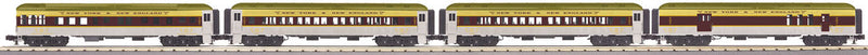 60' Madison 4-Car Passenger Set - 3-Rail - Ready to Run - RailKing(R) -- New York & New England (yellow, maroon, white)