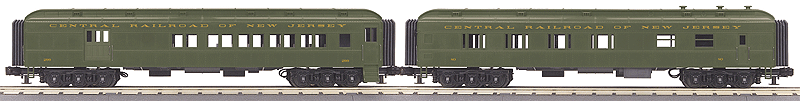 60' Madison Heavyweight Combine/Diner Set - 3-Rail - Ready to Run - RailKing(R -- Central Railroad of New Jersey #303, 82 (Pullman Green)
