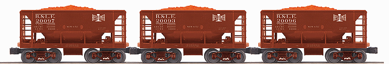 Ore Car 3-Pack - 3-Rail - Ready to Run - RailKing(R) -- Bessemer & Lake Erie #20097, 20093, 20096 (Boxcar Red)