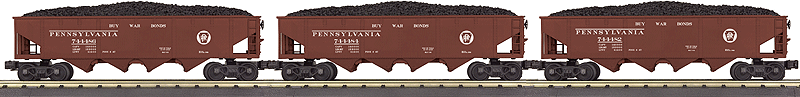 4-Bay Hopper Car 3-Pack - 3-Rail - Ready to Run - RailKing(R) -- Pennsylvania Railroad