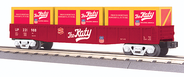Covered Gondola - 3-Rail - Ready to Run - RailKing(R) -- With Crate Load, Missouri-Kansas-Texas #221988 (Heritage, red, yellow)