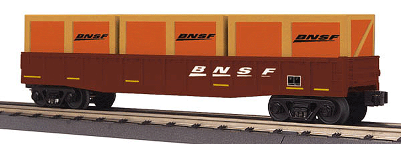 Gondola w/Crate Load - 3-Rail - Ready to Run - RailKing(R) -- BNSF Railway #516380 (Boxcar Red, Wedge Logo, orange Crates)