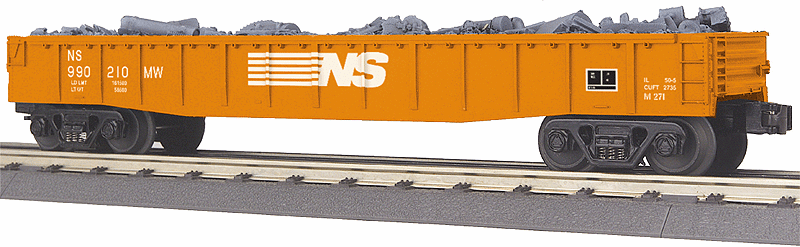 Gondola w/Load - 3-Rail - Ready to Run - RailKing(R) -- Norfolk Southern #990210 (MOW Scheme, orange, white)