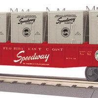 Gondola w/LCL Containers - 3-Rail - Ready to Run - RailKing(R) -- Florida East Coast #2056 (red, white, Speedway Slogan, Flagler Logo)