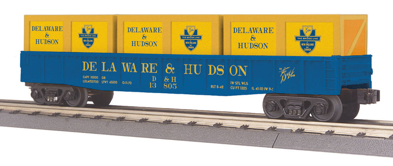 Gondola w/Crate Load - 3-Rail - Ready to Run - RailKing(R) -- Delaware & Hudson #13805 (blue, yellow w/yellow Crates)