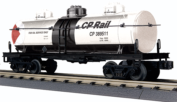 RailKing(R) 3-Dome Tank Car - 3-Rail - Ready to Run -- Canadian Pacific #389511 (silver, black, red Multimark Logo)