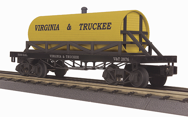 19th Century Wood Tank Car - 3-Rail - Ready to Run - RailKing(R) -- Virginia & Truckee #2876 (yellow, black)
