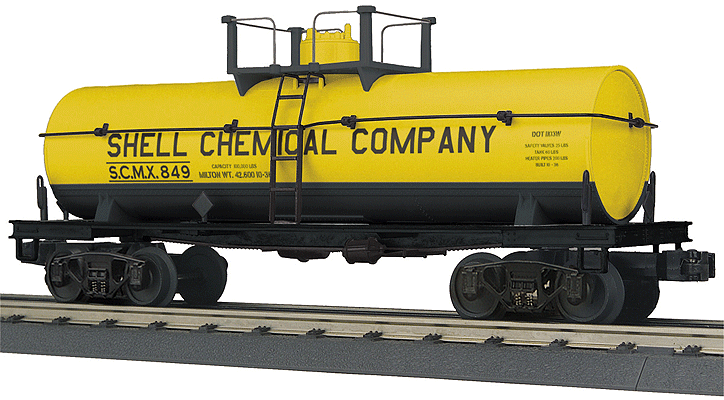 Tank Car - 3-Rail - Ready to Run - RailKing(R) -- Shell Chemical Company SCMX #849 (yellow, black)