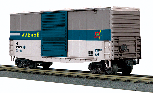 40' High-Cube Boxcar - 3-Rail - Ready to Run - RailKing(R) -- Norfolk Southern #473070 (Wabash Heritage Scheme, blue, gray)