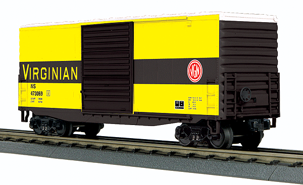 40' High-Cube Boxcar - 3-Rail - Ready to Run - RailKing(R) -- Norfolk Southern #473069 (Virginian Heritage Shceme, black, yellow)