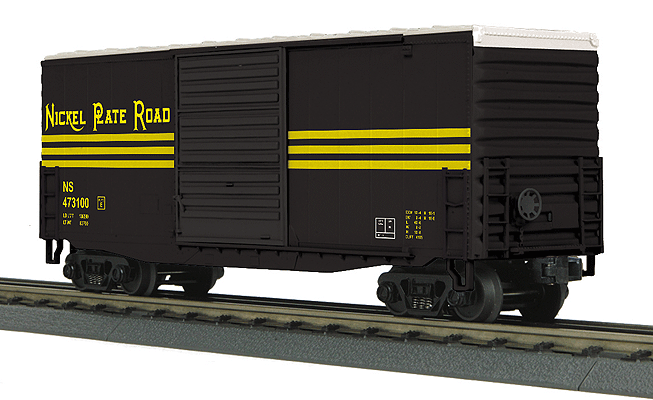 40' High Cube Boxcar - 3-Rail - Ready to Run - RailKing(R) -- Norfolk Southern #473100 (Nickel Plate Road Heritage, black, yellow)