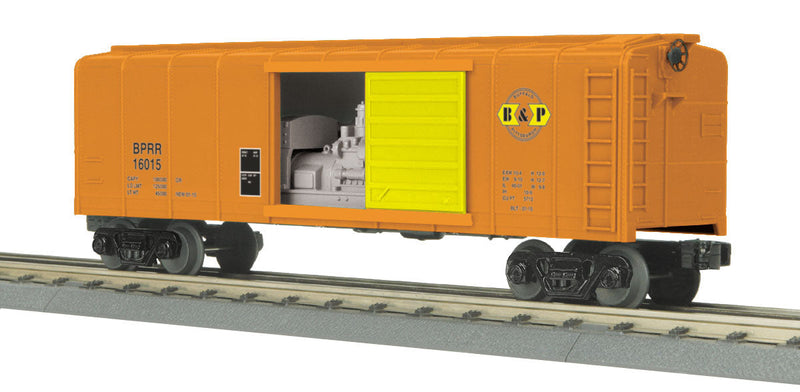 Round-Roof Boxcar w/Generator Load - 3-Rail - Ready to Run - RailKing(R) -- Buffalo & Pittsburgh #16015 (orange, yellow)-1