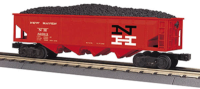 4-Bay Hopper - 3-Rail - Ready to Run - RailKing(R) -- New Haven #81013 (red, black, white, Large NH Logo)