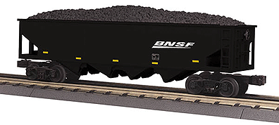 4-Bay Hopper - 3-Rail - Ready to Run - RailKing(R) -- BNSF Railway #618073 (black, white, Wedge Logo)
