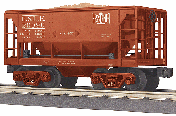 Ore Car - 3-Rail - Ready to Run - RailKing(R) -- Bessemer & Lake Erie #20090 (Boxcar Red)