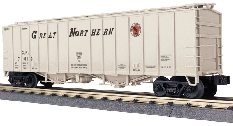 50' Airslide Covered Hopper - 3-Rail - Ready to Run - RailKing(R) -- Great Northern #71819 (gray, black, red, Slanted Lettering, Rocky Silhouett