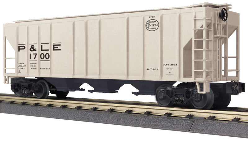 PS-2 Center-Discharge 3-Bay Covered Hopper - 3-Rail Ready to Run - RailKing(R) -- Pittsburgh & Lake Erie #1700 (gray, white, NYC System Logo)-1