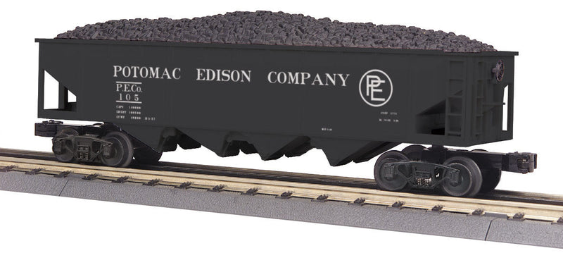 4-Bay Open Hopper w/Load - 3-Rail - Ready to Run - RailKing(R) -- Potomac Edison Company #105 (black)