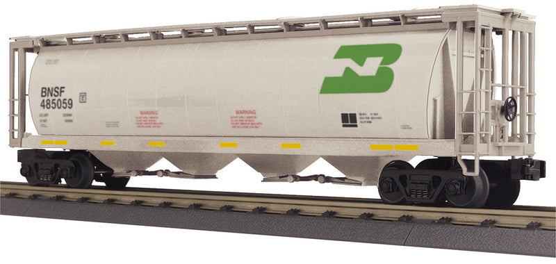 4-Bay Cylindrical Covered Hopper - 3-Rail - Ready to Run - RailKing(R) -- BNSF Railway #485059 (gray, green BN Logo)