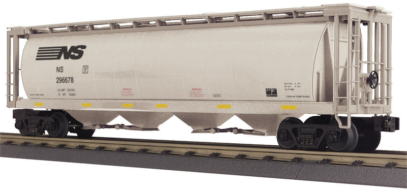 4-Bay Cylindrical Covered Hopper - 3-Rail - Ready to Run - RailKing(R) -- Norfolk Southern #296678 (gray, black)