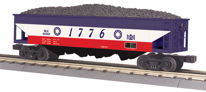 4-Bay Hopper Car - 3-Rail - Ready to Run - RailKing -- Bessemer & Lake Erie 65000 (1976 Bicentennial)