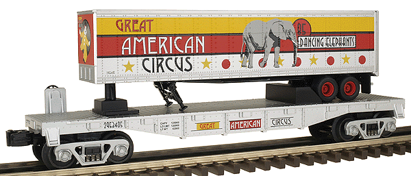 RailKing Flatcar w/Trailer -- Circus