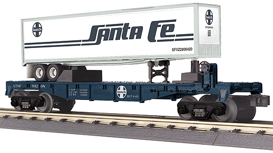 RailKing Flatcar w/Trailer -- Santa Fe