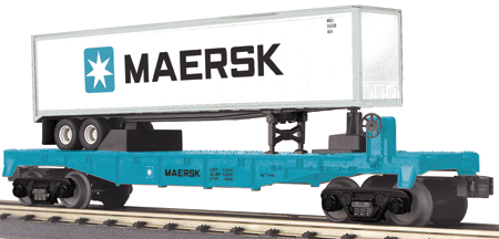 RailKing Flatcar w/Trailer -- Maersk