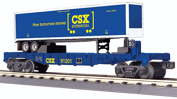 RailKing Flatcar w/Trailer -- CSX