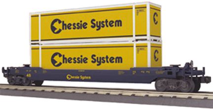 RailKing Husky Stack Car w/Containers -- Chessie System