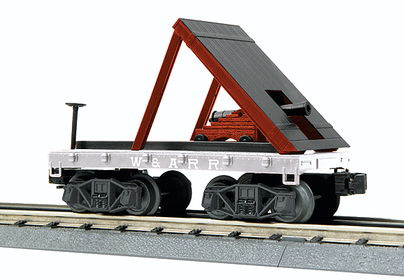 RailKing(R) 19th Century 34' Wood Flatcar w/Cannon - 3-Rail - Ready to Run -- Western & Atlantic Railroad (gray)