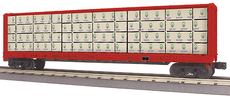 Centebeam Flatcar - 3-Rail - Ready to Run - RailKing(R) -- Denver & Rio Grande Western #2278 (orange, black)